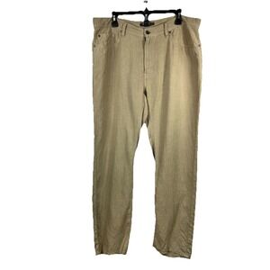 John Varvatos USA Linen Trousers 36 Regular Khaki Quiet Luxury Coastal Resort